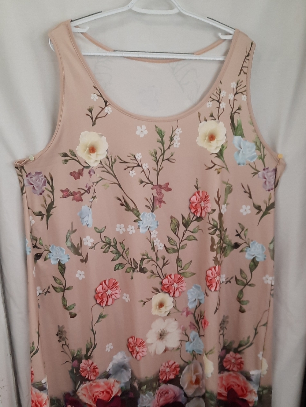 Floral Scoop Neck Sleeveless Top - Blush Pink - Size 3XL